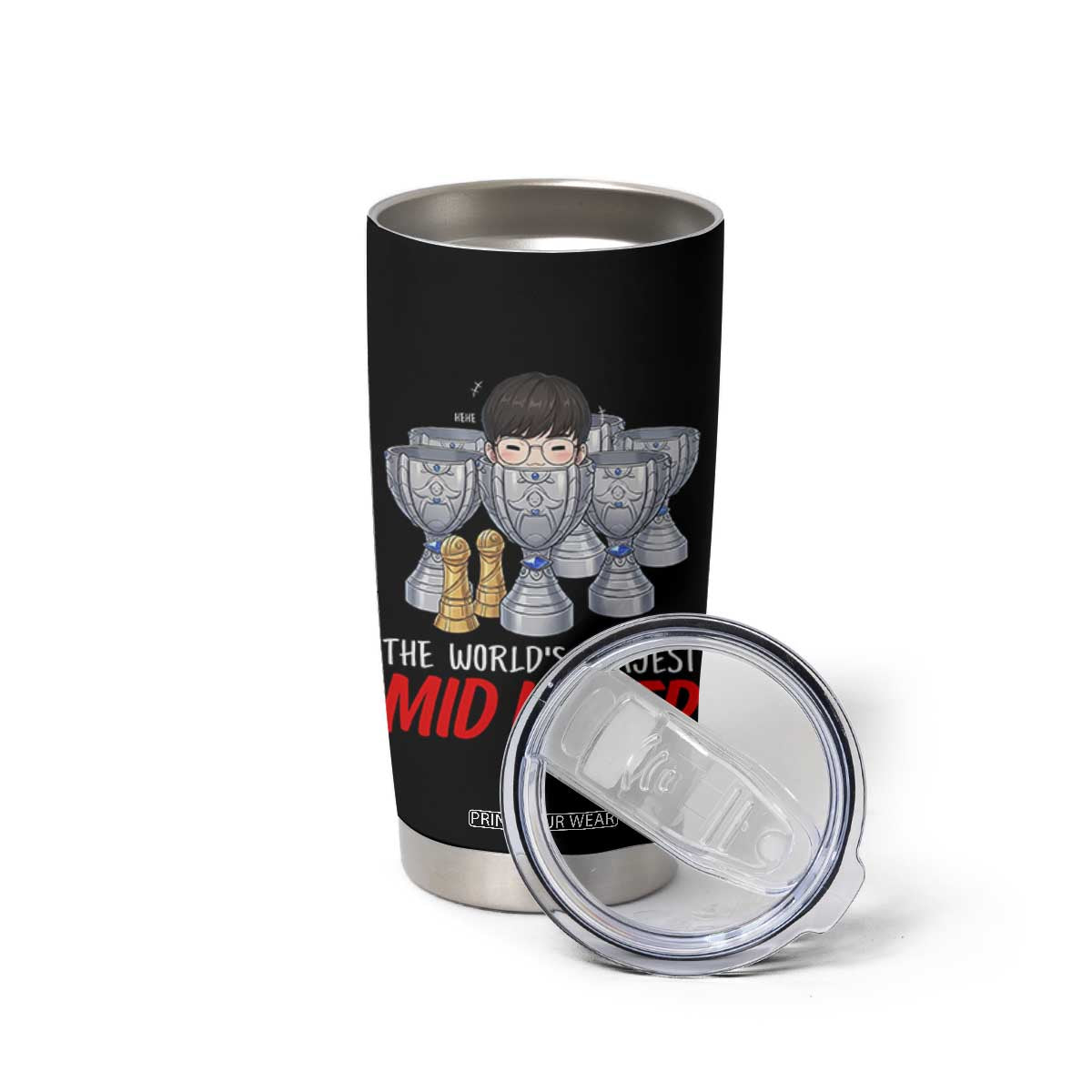 Worlds Okayest Mid Laner Tumbler Cup Funny Game Lover Gift TS12 Print Your Wear