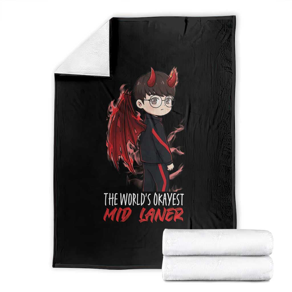 Worlds Okayest Mid Laner Throw Blanket Funny Gift For Gamer TS12 Black Print Your Wear