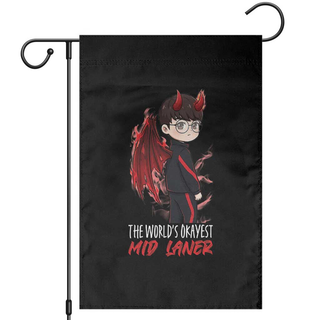 Worlds Okayest Mid Laner Garden Flag Funny Gift For Gamer TS12 Black Print Your Wear