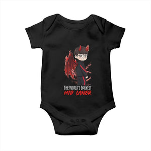 Worlds Okayest Mid Laner Baby Onesie Funny Gift For Gamer TS12 Black Print Your Wear