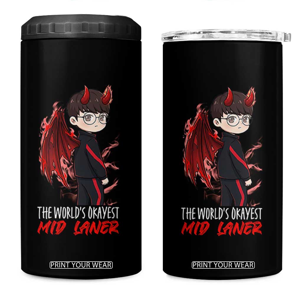 Worlds Okayest Mid Laner 4 in 1 Can Cooler Tumbler Funny Gift For Gamer TS12 One Size: 16 oz Black Print Your Wear
