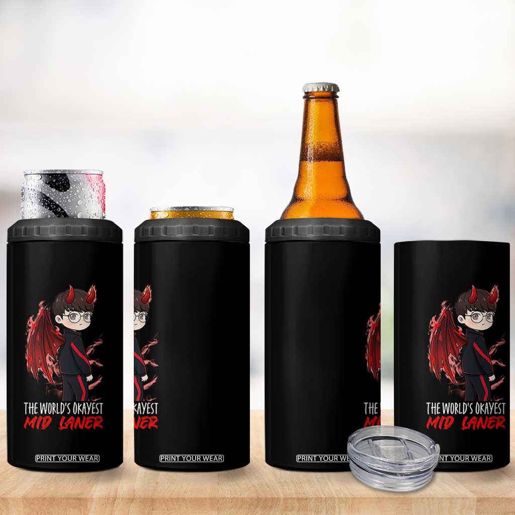 Worlds Okayest Mid Laner 4 in 1 Can Cooler Tumbler Funny Gift For Gamer TS12 Print Your Wear