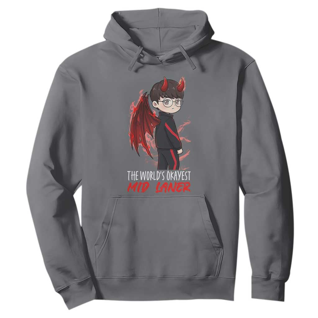Worlds Okayest Mid Laner Hoodie Funny Gift For Gamer TS12 Charcoal Print Your Wear