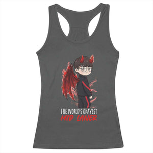 Worlds Okayest Mid Laner Racerback Tank Top Funny Gift For Gamer TS12 Dark Heather Print Your Wear