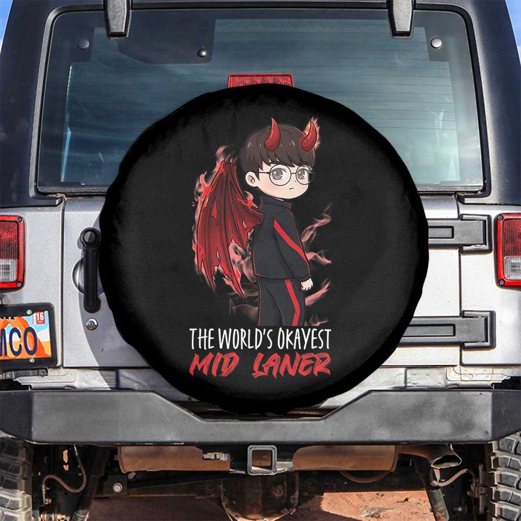 Worlds Okayest Mid Laner Spare Tire Cover Funny Gift For Gamer TS12 No hole Black Print Your Wear