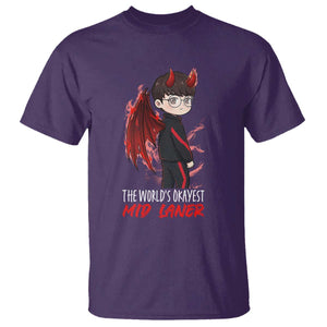 Worlds Okayest Mid Laner T Shirt Funny Gift For Gamer TS12 Purple Print Your Wear