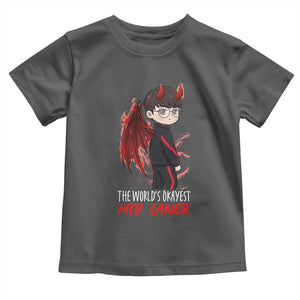Worlds Okayest Mid Laner Toddler T Shirt Funny Gift For Gamer TS12 Dark Heather Print Your Wear