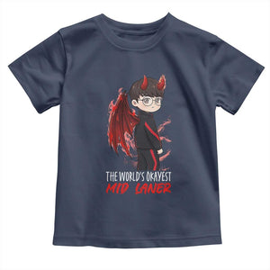 Worlds Okayest Mid Laner Toddler T Shirt Funny Gift For Gamer TS12 Navy Print Your Wear