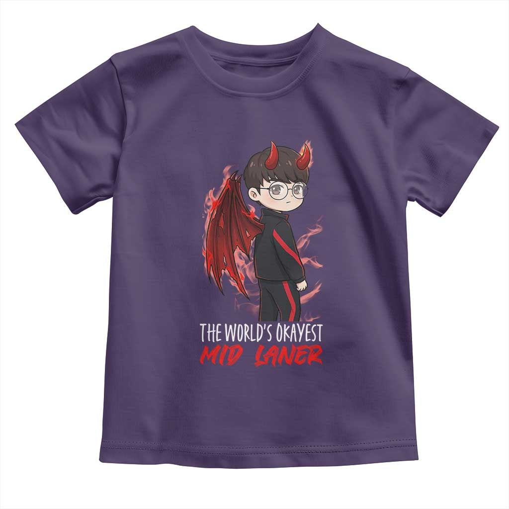 Worlds Okayest Mid Laner Toddler T Shirt Funny Gift For Gamer TS12 Purple Print Your Wear
