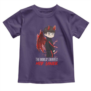 Worlds Okayest Mid Laner Toddler T Shirt Funny Gift For Gamer TS12 Purple Print Your Wear