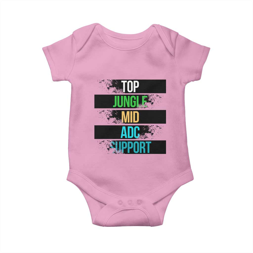 Gaming Humor 5 Roles Baby Onesie Quote For Gamer Lovers TS12 Light Pink Print Your Wear