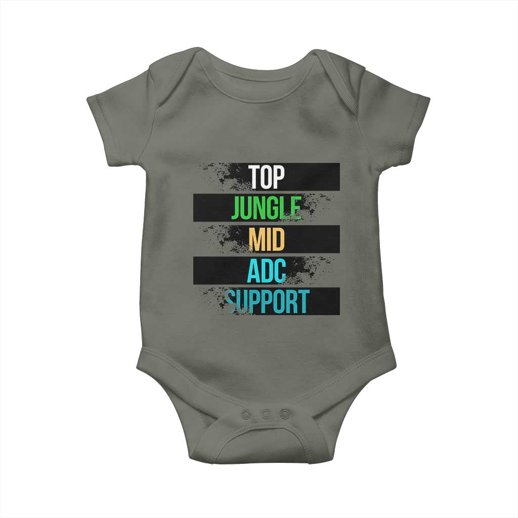 Gaming Humor 5 Roles Baby Onesie Quote For Gamer Lovers TS12 Military Green Print Your Wear