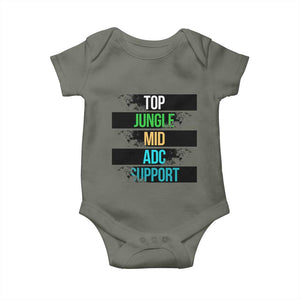 Gaming Humor 5 Roles Baby Onesie Quote For Gamer Lovers TS12 Military Green Print Your Wear