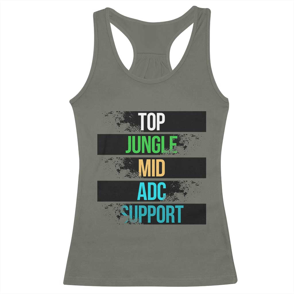 Gaming Humor 5 Roles Racerback Tank Top Quote For Gamer Lovers TS12 Military Green Print Your Wear