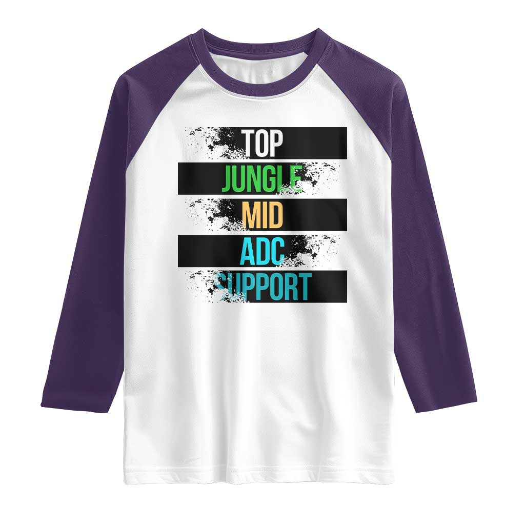 Gaming Humor 5 Roles Raglan Shirt Quote For Gamer Lovers TS12 White Purple Print Your Wear