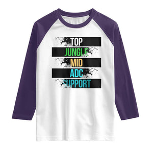 Gaming Humor 5 Roles Raglan Shirt Quote For Gamer Lovers TS12 White Purple Print Your Wear