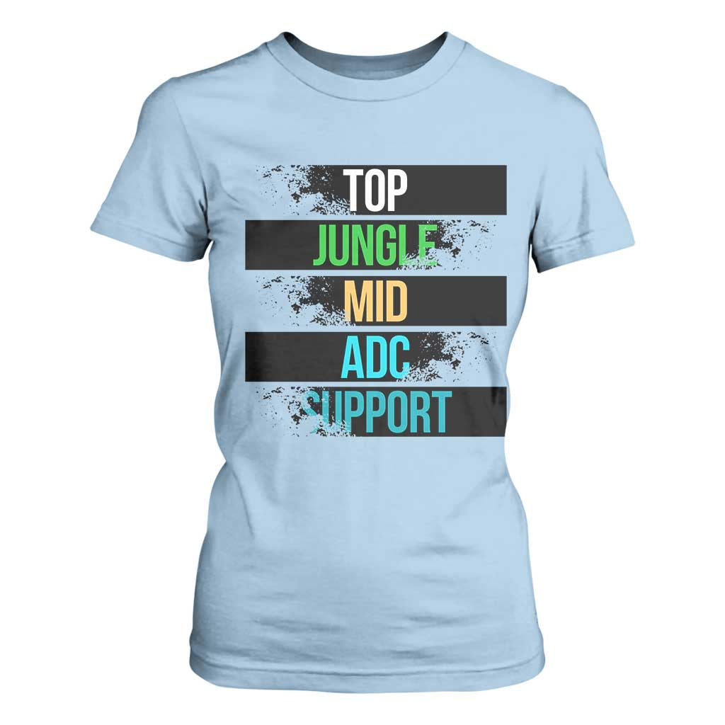Gaming Humor 5 Roles T Shirt For Women Quote For Gamer Lovers TS12 Light Blue Print Your Wear