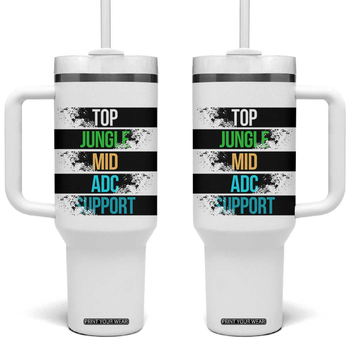 Gaming Humor 5 Roles Tumbler With Handle Quote For Gamer Lovers TS12 One Size: 40 oz White Print Your Wear