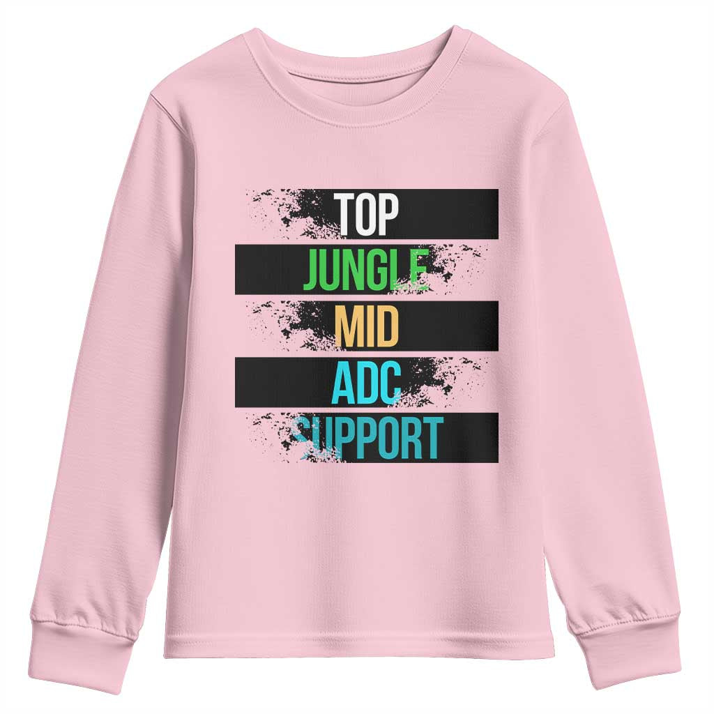 Gaming Humor 5 Roles Youth Sweatshirt Quote For Gamer Lovers TS12 Light Pink Print Your Wear