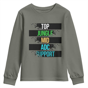Gaming Humor 5 Roles Youth Sweatshirt Quote For Gamer Lovers TS12 Military Green Print Your Wear