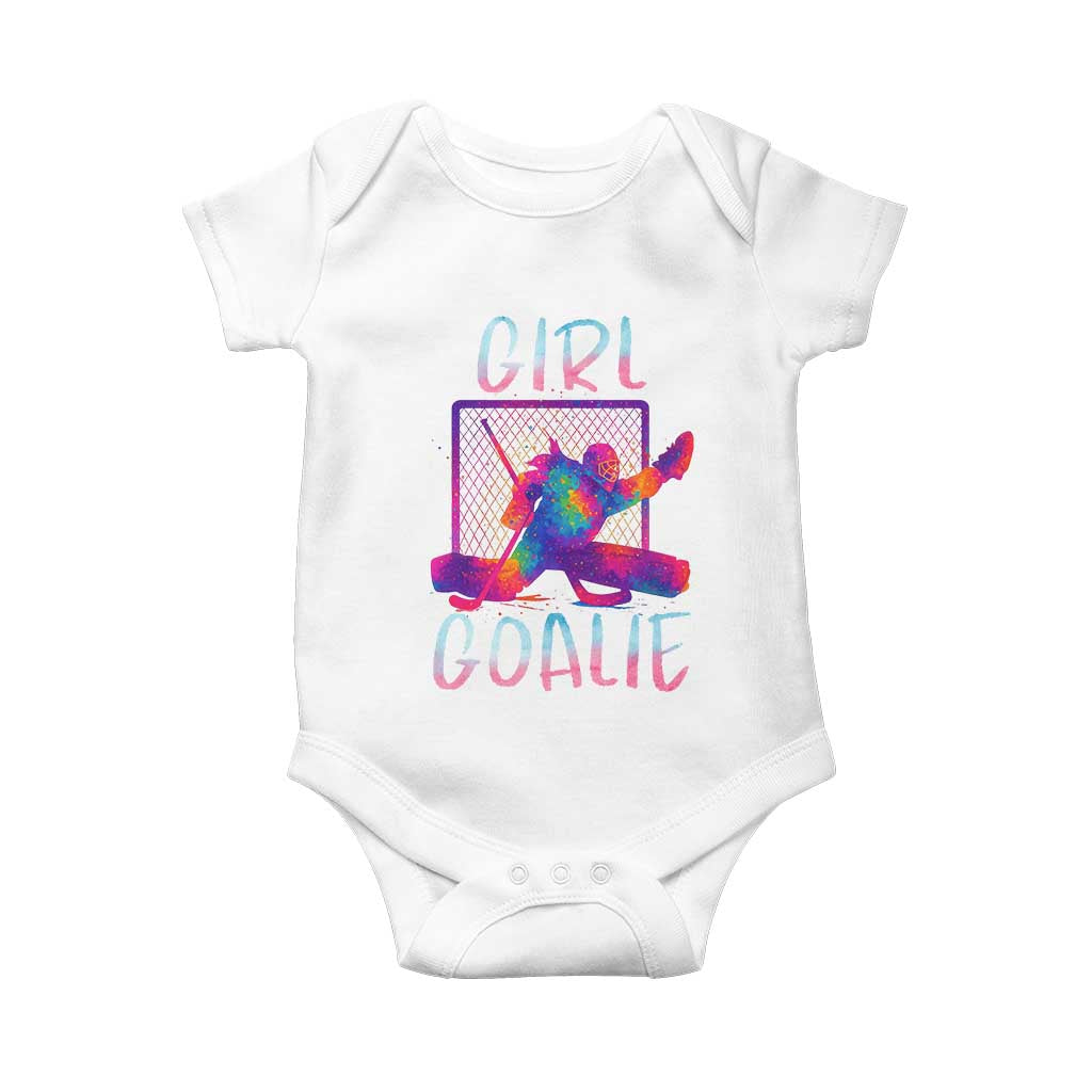 Funny Ice Hockey Girl Goalie Splatter Art Baby Onesie Gift For Women TS12 White Print Your Wear