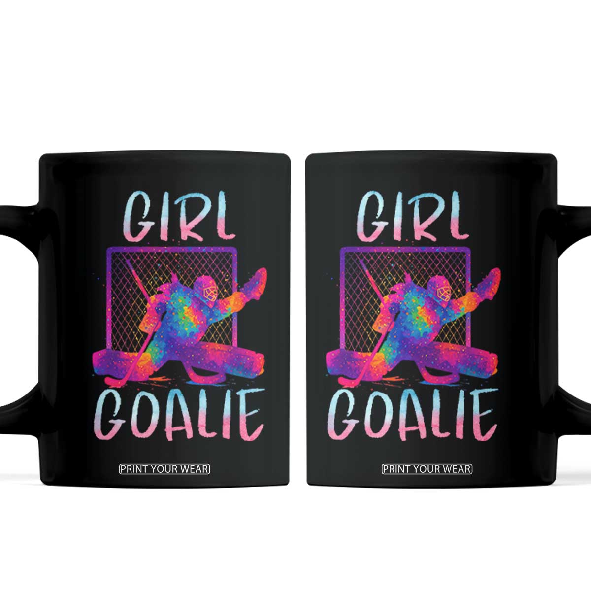 Funny Ice Hockey Girl Goalie Splatter Art Coffee Mug Gift For Women TS12 Black Print Your Wear