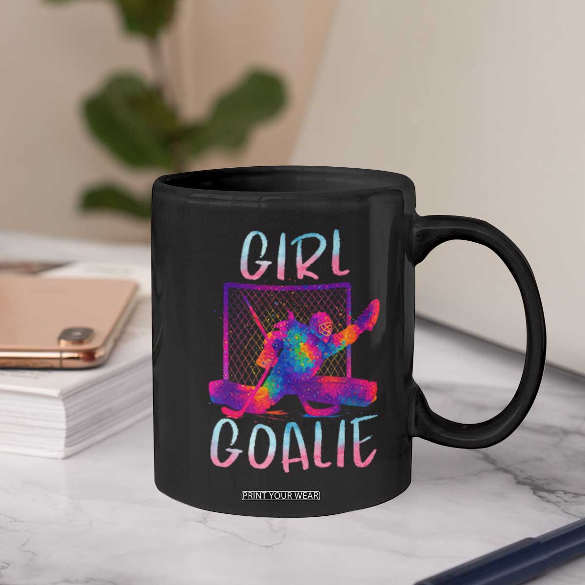 Funny Ice Hockey Girl Goalie Splatter Art Coffee Mug Gift For Women TS12 Print Your Wear