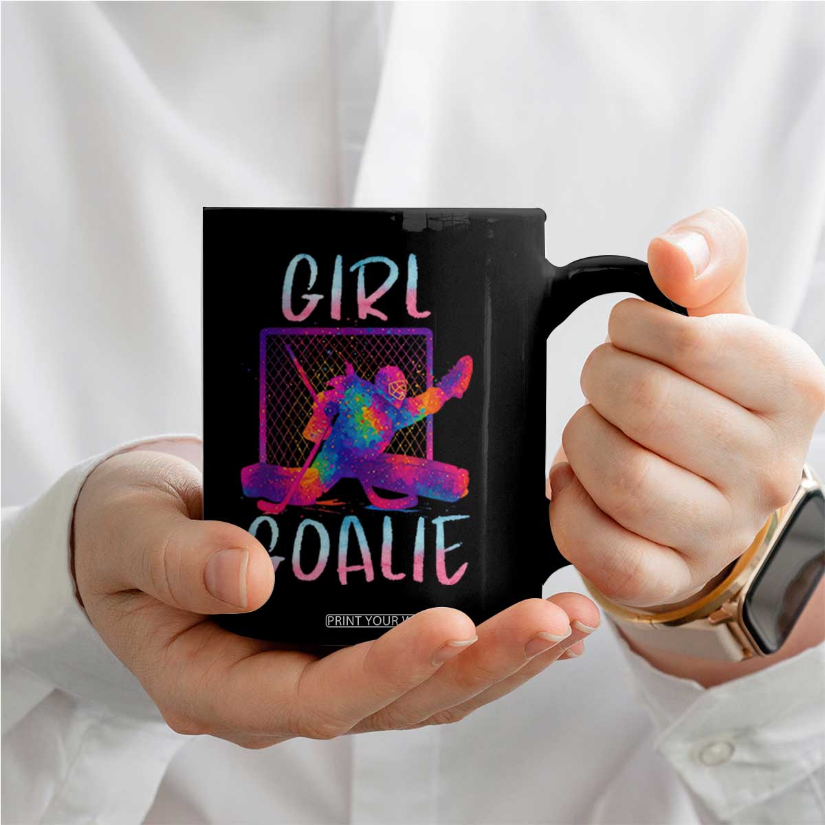 Funny Ice Hockey Girl Goalie Splatter Art Coffee Mug Gift For Women TS12 Print Your Wear
