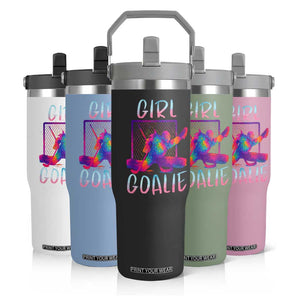 Funny Ice Hockey Girl Goalie Splatter Art Flip Straw Tumbler Gift For Women TS12 Print Your Wear