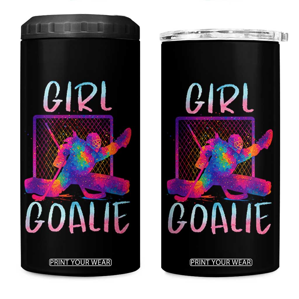Funny Ice Hockey Girl Goalie Splatter Art 4 in 1 Can Cooler Tumbler Gift For Women TS12 One Size: 16 oz Black Print Your Wear