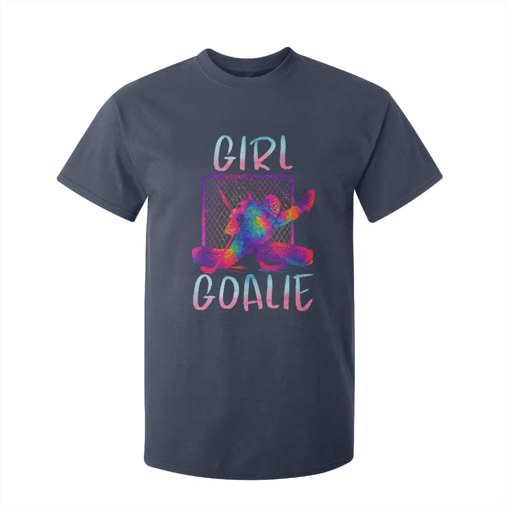 Funny Ice Hockey Girl Goalie Splatter Art T Shirt For Kid Gift For Women TS12 Navy Print Your Wear