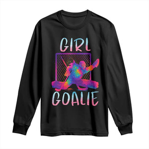 Funny Ice Hockey Girl Goalie Splatter Art Long Sleeve Shirt Gift For Women TS12 Black Print Your Wear