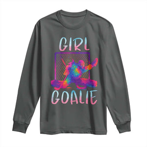 Funny Ice Hockey Girl Goalie Splatter Art Long Sleeve Shirt Gift For Women TS12 Dark Heather Print Your Wear