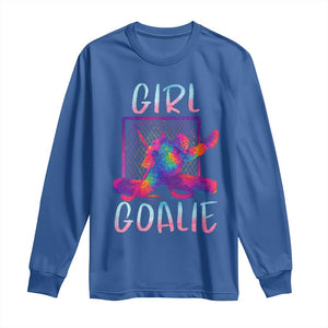 Funny Ice Hockey Girl Goalie Splatter Art Long Sleeve Shirt Gift For Women TS12 Royal Blue Print Your Wear