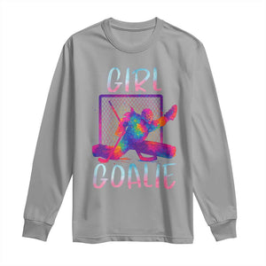 Funny Ice Hockey Girl Goalie Splatter Art Long Sleeve Shirt Gift For Women TS12 Sport Gray Print Your Wear