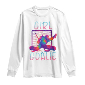 Funny Ice Hockey Girl Goalie Splatter Art Long Sleeve Shirt Gift For Women TS12 White Print Your Wear