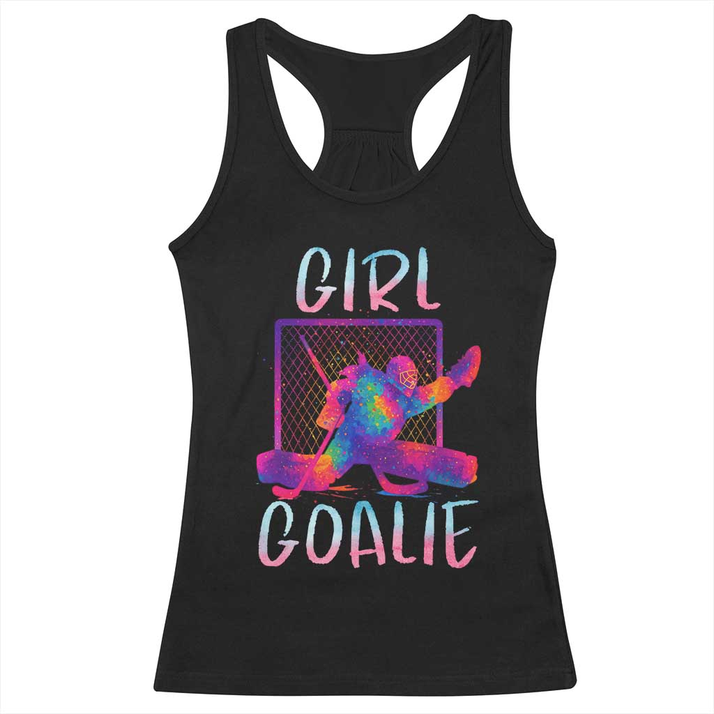 Funny Ice Hockey Girl Goalie Splatter Art Racerback Tank Top Gift For Women TS12 Black Print Your Wear