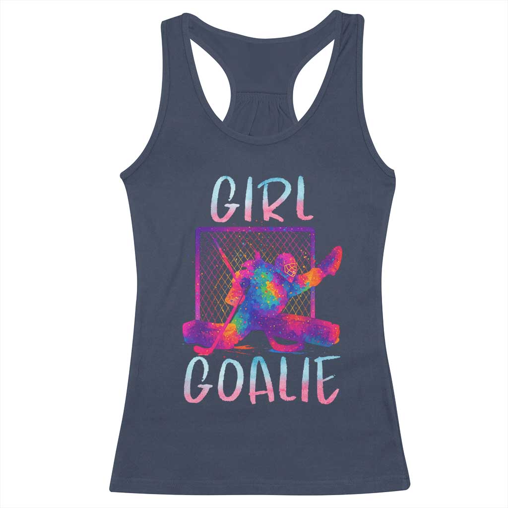 Funny Ice Hockey Girl Goalie Splatter Art Racerback Tank Top Gift For Women TS12 Navy Print Your Wear