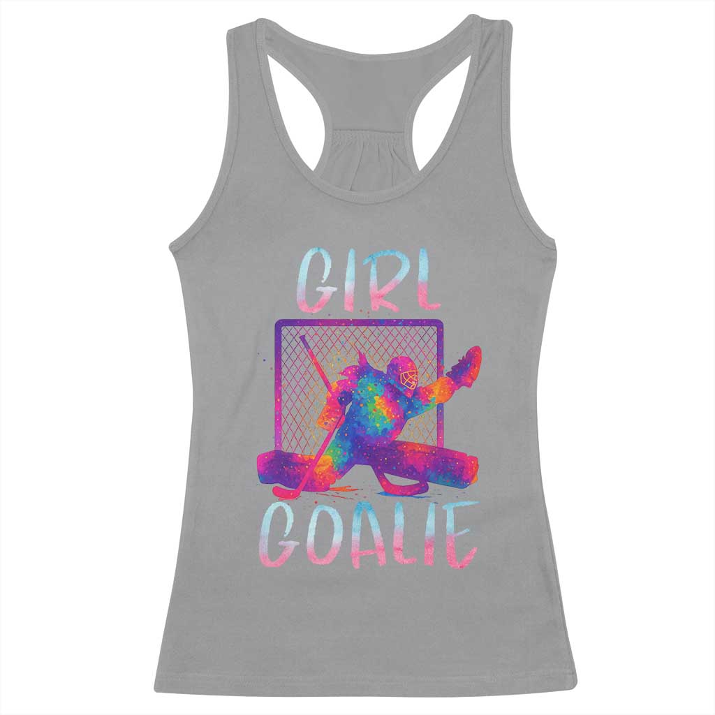 Funny Ice Hockey Girl Goalie Splatter Art Racerback Tank Top Gift For Women TS12 Sport Gray Print Your Wear