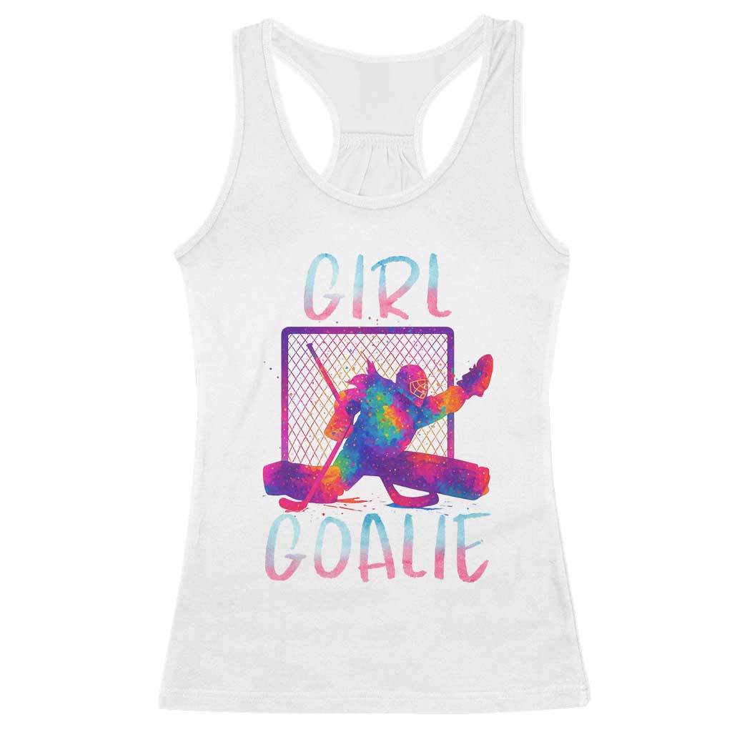 Funny Ice Hockey Girl Goalie Splatter Art Racerback Tank Top Gift For Women TS12 White Print Your Wear