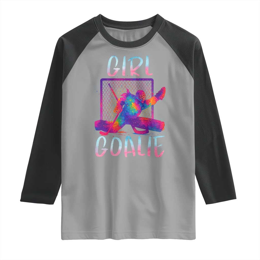 Funny Ice Hockey Girl Goalie Splatter Art Raglan Shirt Gift For Women TS12 Sport Gray Black Print Your Wear