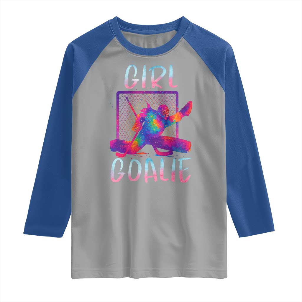 Funny Ice Hockey Girl Goalie Splatter Art Raglan Shirt Gift For Women TS12 Sport Gray Royal Print Your Wear