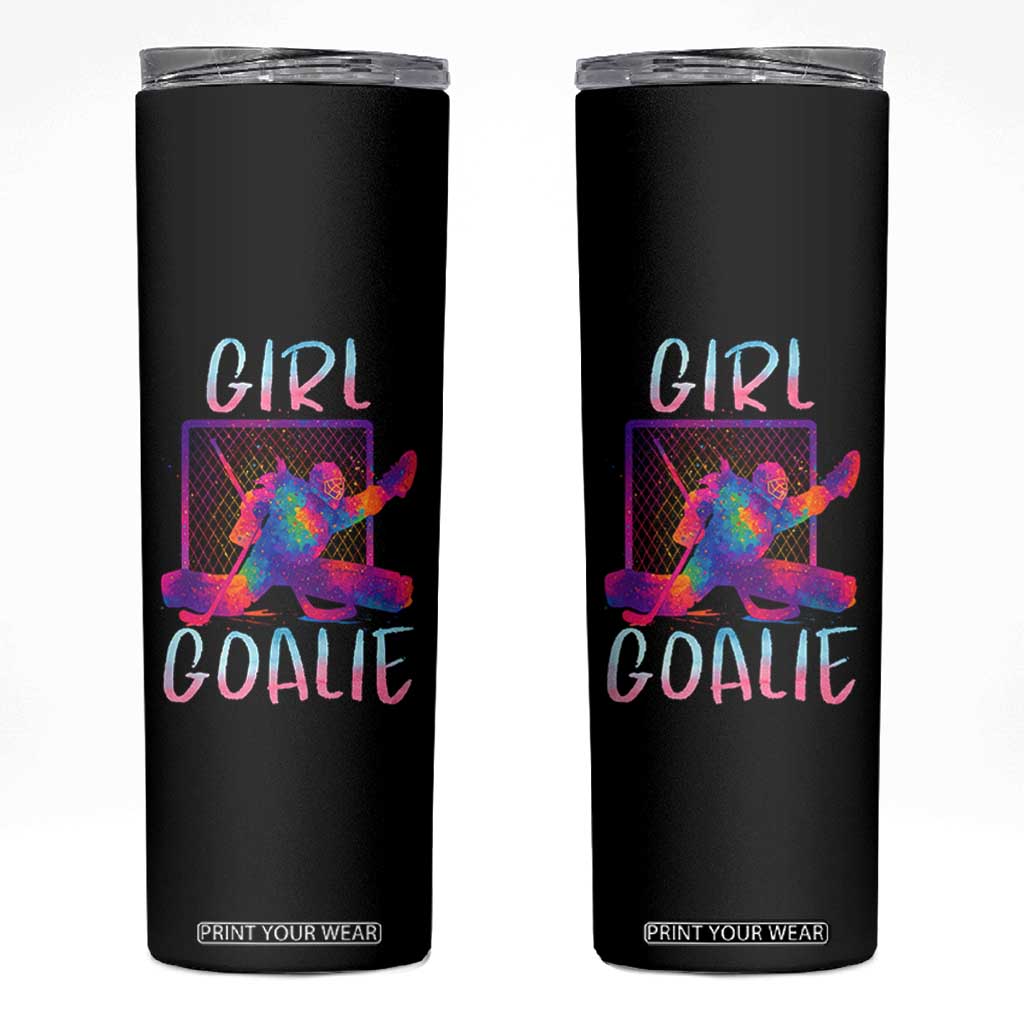 Funny Ice Hockey Girl Goalie Splatter Art Skinny Tumbler Gift For Women TS12 Black Print Your Wear