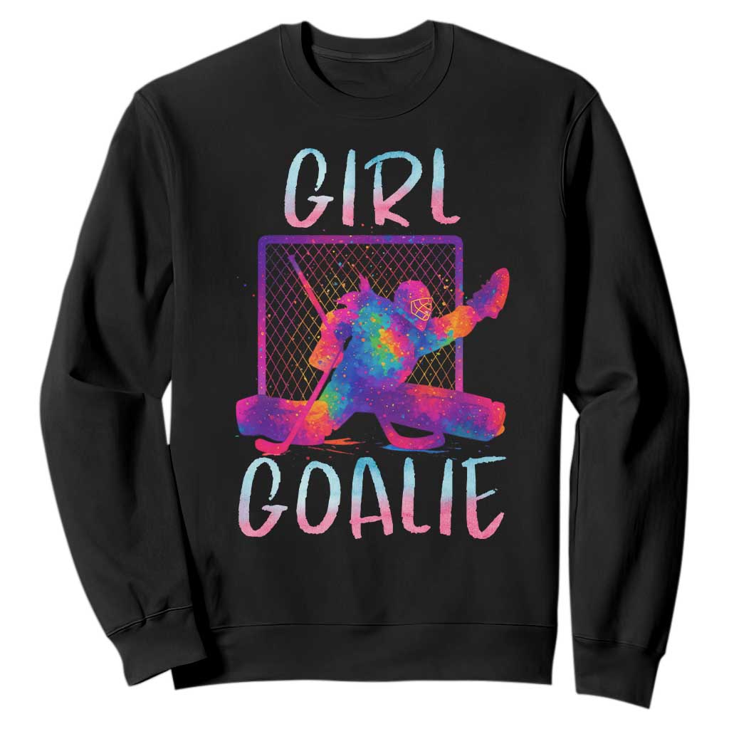 Funny Ice Hockey Girl Goalie Splatter Art Sweatshirt Gift For Women TS12 Black Print Your Wear
