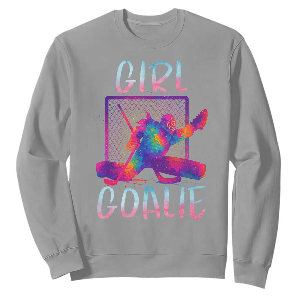 Funny Ice Hockey Girl Goalie Splatter Art Sweatshirt Gift For Women TS12 Sport Gray Print Your Wear