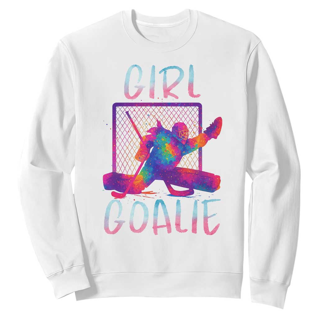 Funny Ice Hockey Girl Goalie Splatter Art Sweatshirt Gift For Women TS12 White Print Your Wear