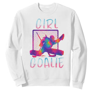 Funny Ice Hockey Girl Goalie Splatter Art Sweatshirt Gift For Women TS12 White Print Your Wear