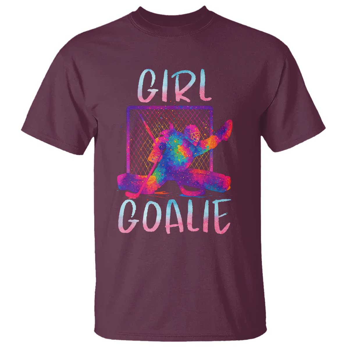 Funny Ice Hockey Girl Goalie Splatter Art T Shirt Gift For Women TS12 Maroon Print Your Wear