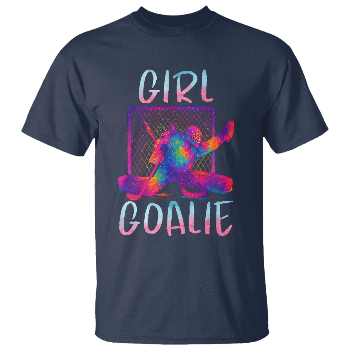 Funny Ice Hockey Girl Goalie Splatter Art T Shirt Gift For Women TS12 Navy Print Your Wear