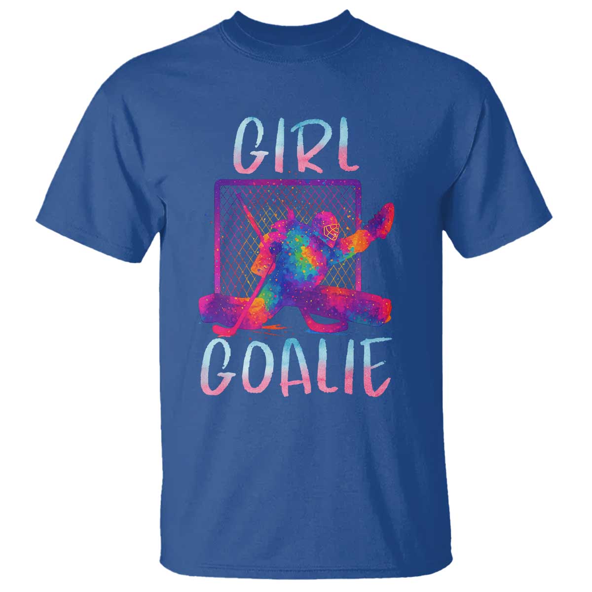 Funny Ice Hockey Girl Goalie Splatter Art T Shirt Gift For Women TS12 Royal Blue Print Your Wear